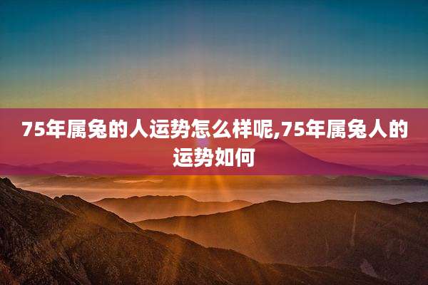 75年属兔的人运势怎么样呢,75年属兔人的运势如何