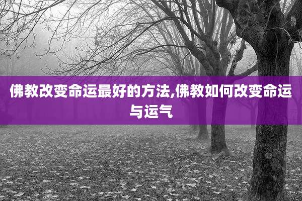 佛教改变命运最好的方法,佛教如何改变命运与运气