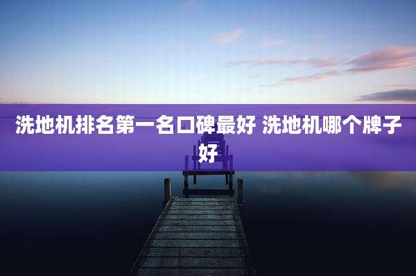 洗地机排名第一名口碑最好 洗地机哪个牌子好