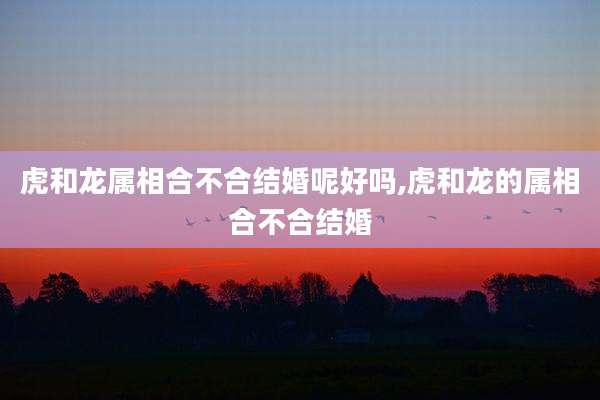 虎和龙属相合不合结婚呢好吗,虎和龙的属相合不合结婚