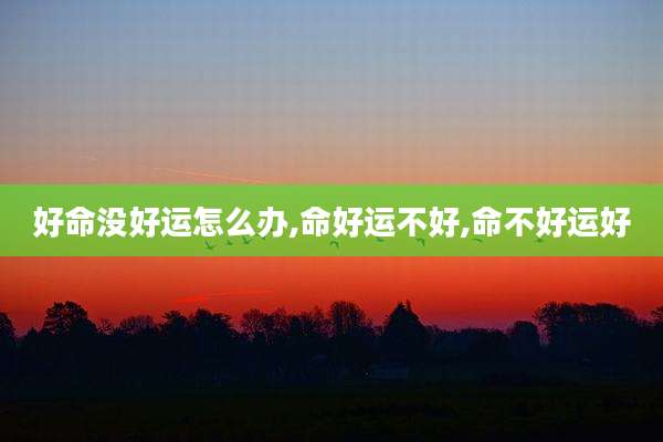好命没好运怎么办,命好运不好,命不好运好