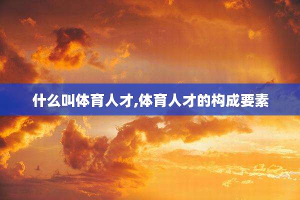什么叫体育人才,体育人才的构成要素