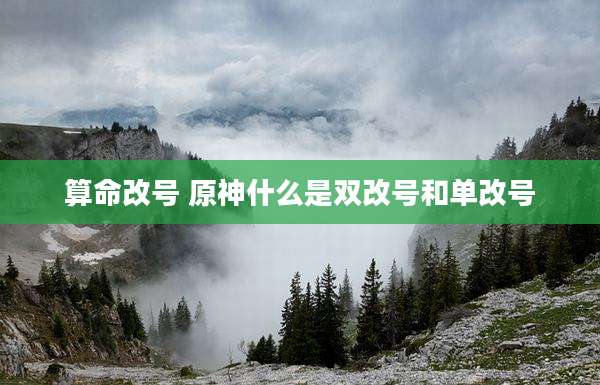 算命改号 原神什么是双改号和单改号