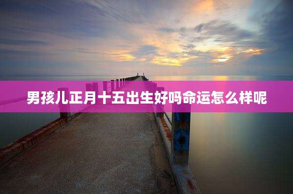 男孩儿正月十五出生好吗命运怎么样呢