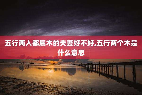 五行两人都属木的夫妻好不好,五行两个木是什么意思
