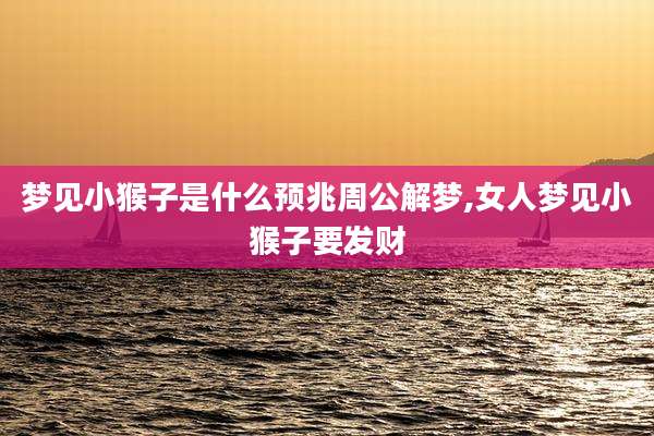 梦见小猴子是什么预兆周公解梦,女人梦见小猴子要发财