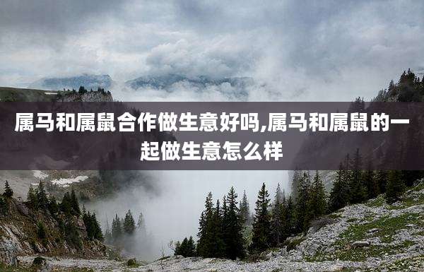 属马和属鼠合作做生意好吗,属马和属鼠的一起做生意怎么样