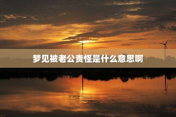 梦见被老公责怪是什么意思啊