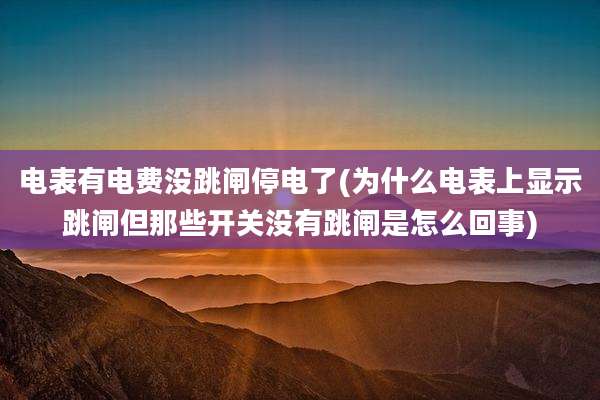 电表有电费没跳闸停电了(为什么电表上显示跳闸但那些开关没有跳闸是怎么回事)