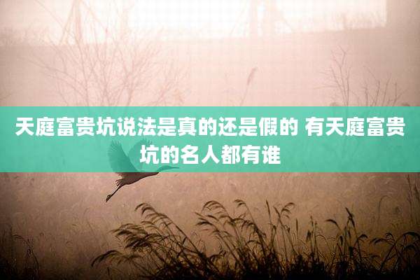 天庭富贵坑说法是真的还是假的 有天庭富贵坑的名人都有谁