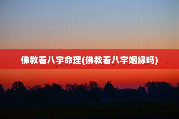 佛教看八字命理(佛教看八字姻缘吗)