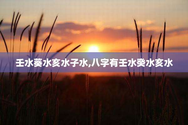 壬水葵水亥水子水,八字有壬水癸水亥水