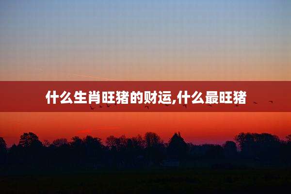 什么生肖旺猪的财运,什么最旺猪