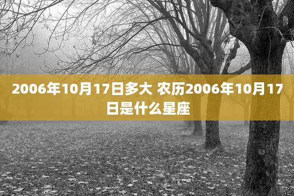2006年10月17日多大 农历2006年10月17日是什么星座