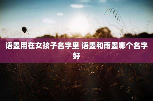 语墨用在女孩子名字里 语墨和雨墨哪个名字好