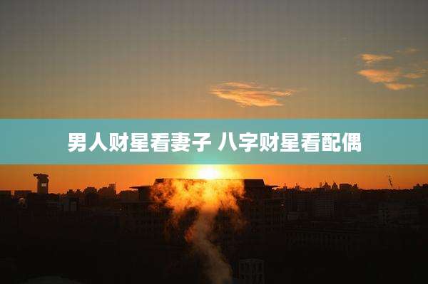 男人财星看妻子 八字财星看配偶