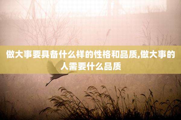 做大事要具备什么样的性格和品质,做大事的人需要什么品质