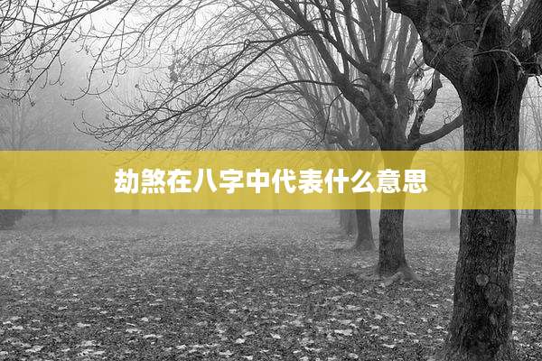 劫煞在八字中代表什么意思