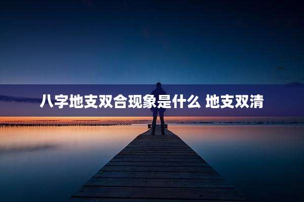 八字地支双合现象是什么 地支双清