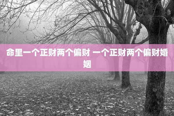 命里一个正财两个偏财 一个正财两个偏财婚姻