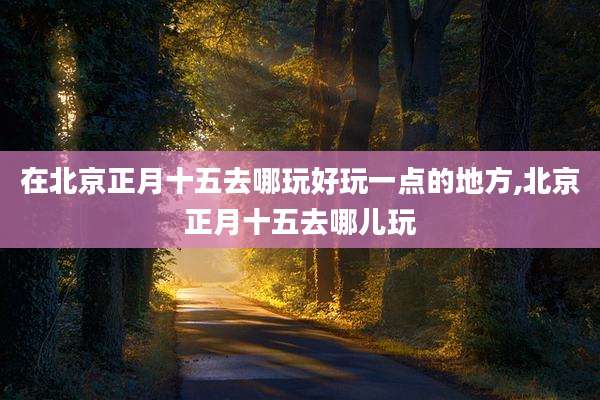 在北京正月十五去哪玩好玩一点的地方,北京正月十五去哪儿玩
