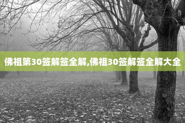 佛祖第30签解签全解,佛祖30签解签全解大全