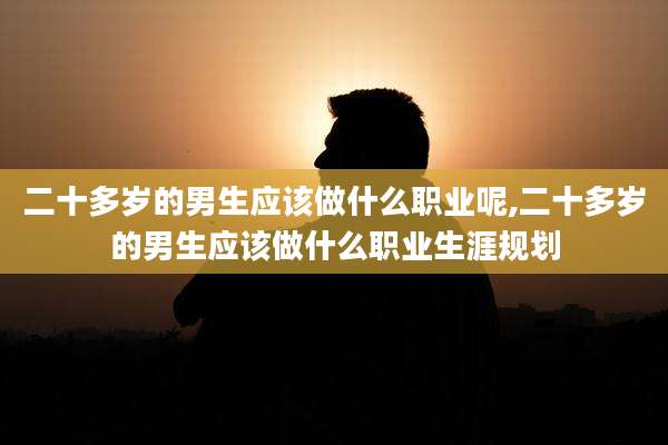 二十多岁的男生应该做什么职业呢,二十多岁的男生应该做什么职业生涯规划