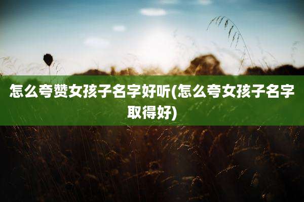 怎么夸赞女孩子名字好听(怎么夸女孩子名字取得好)