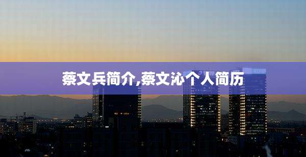 蔡文兵简介,蔡文沁个人简历