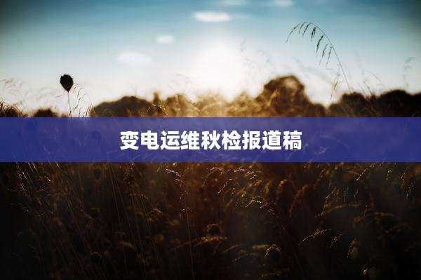 变电运维秋检报道稿