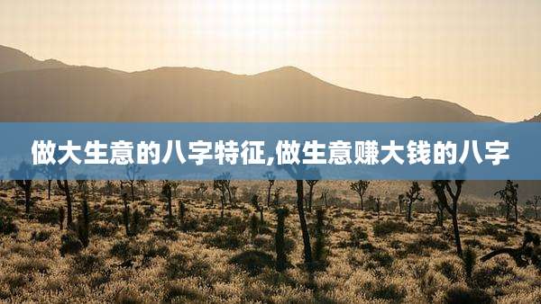 做大生意的八字特征,做生意赚大钱的八字
