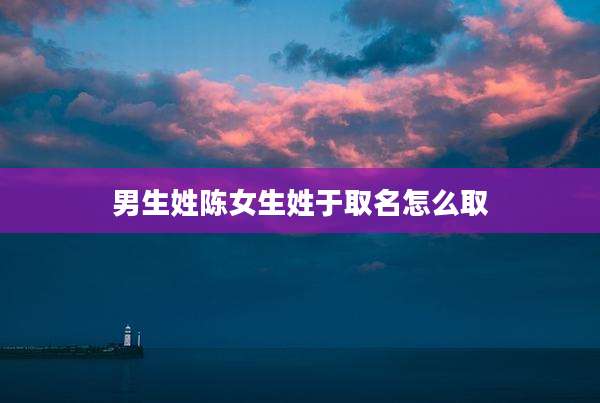 男生姓陈女生姓于取名怎么取