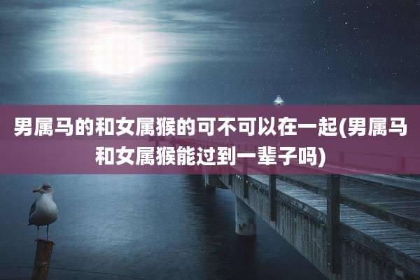 男属马的和女属猴的可不可以在一起(男属马和女属猴能过到一辈子吗)