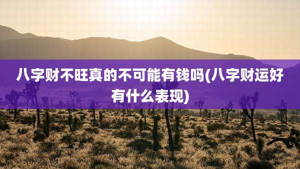 八字财不旺真的不可能有钱吗(八字财运好有什么表现)