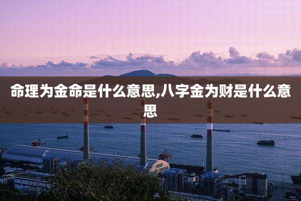 命理为金命是什么意思,八字金为财是什么意思