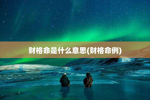 财格命是什么意思(财格命例)