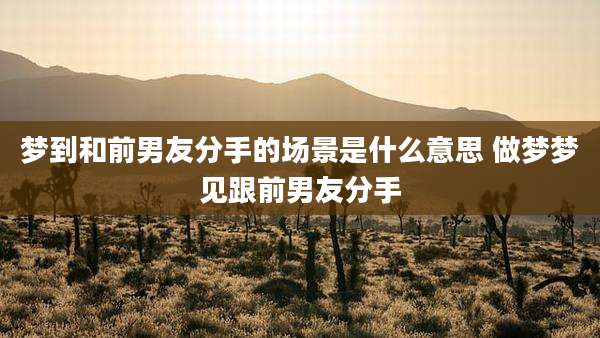 梦到和前男友分手的场景是什么意思 做梦梦见跟前男友分手