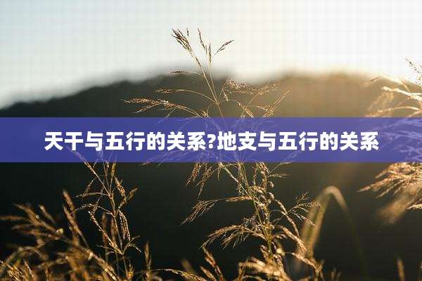 天干与五行的关系?地支与五行的关系
