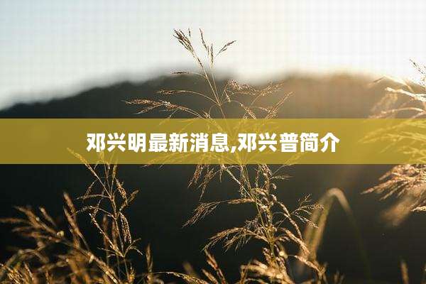 邓兴明最新消息,邓兴普简介