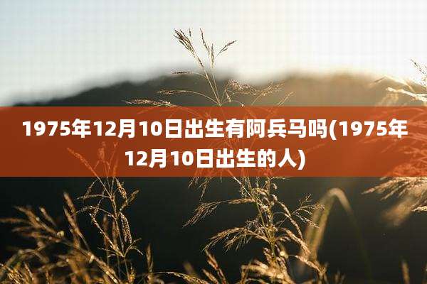 1975年12月10日出生有阿兵马吗(1975年12月10日出生的人)