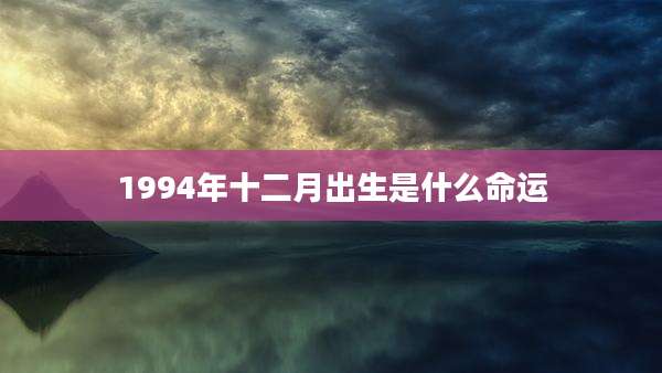 1994年十二月出生是什么命运