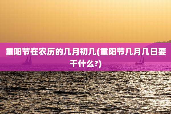重阳节在农历的几月初几(重阳节几月几日要干什么?)