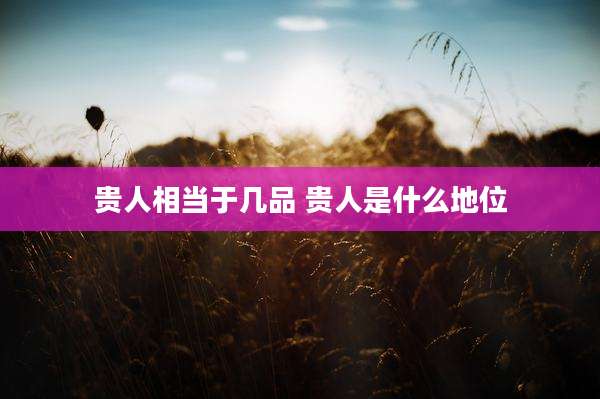 贵人相当于几品 贵人是什么地位