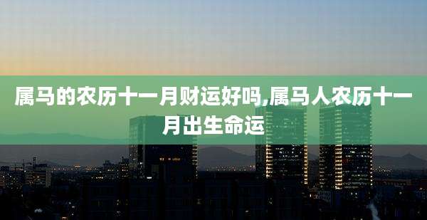 属马的农历十一月财运好吗,属马人农历十一月出生命运