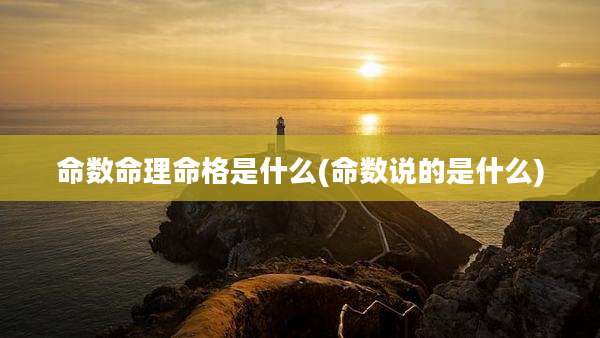 命数命理命格是什么(命数说的是什么)