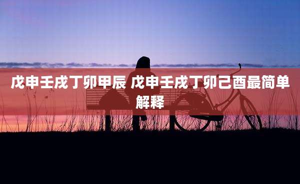 戊申壬戌丁卯甲辰 戊申壬戌丁卯己酉最简单解释