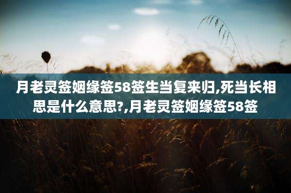 月老灵签姻缘签58签生当复来归,死当长相思是什么意思?,月老灵签姻缘签58签