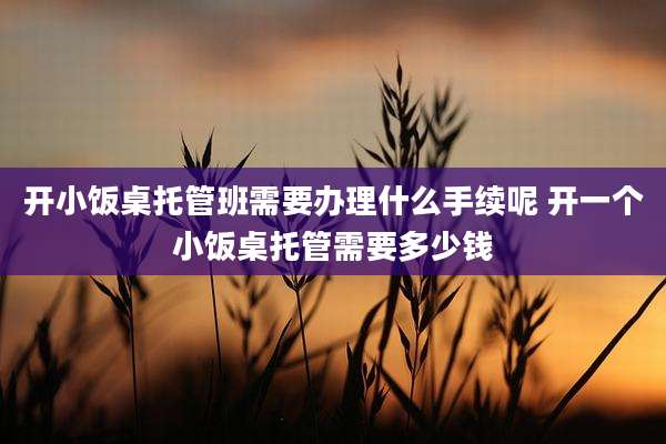 开小饭桌托管班需要办理什么手续呢 开一个小饭桌托管需要多少钱