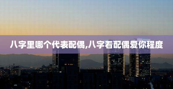 八字里哪个代表配偶,八字看配偶爱你程度