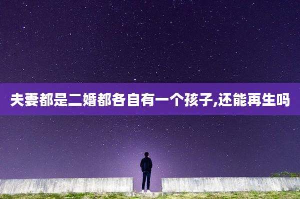 夫妻都是二婚都各自有一个孩子,还能再生吗